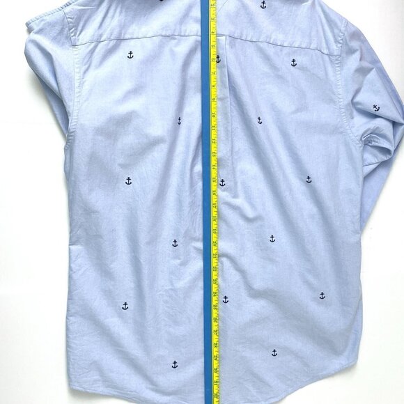 Tommy Hilfiger Men's Blue Anchor Print Nautical Shirt Button Front Long Sleeves - Picture 4 of 7